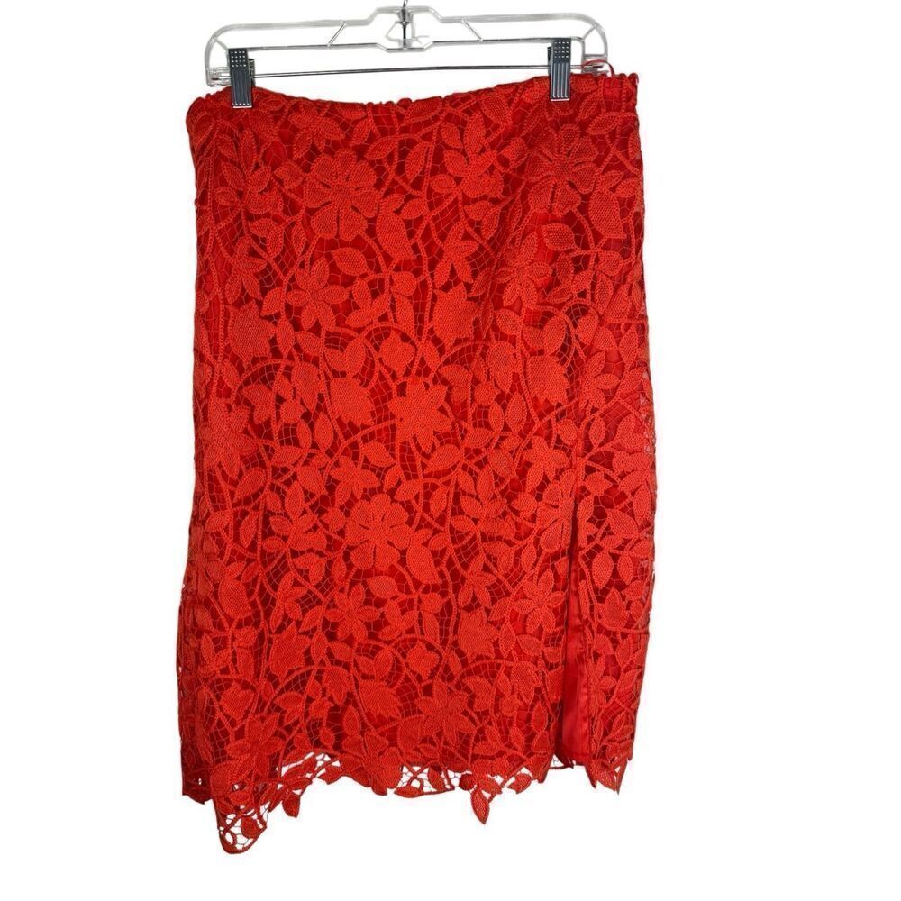 NWT Milly Carreen Summer Floral Lace Skirt - Coral / 12 - Picture 7 of 11